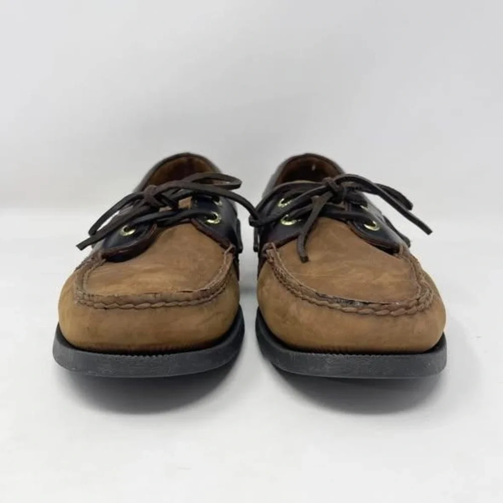 Sperry Top Sider 2-Eye Boat Shoe‎ Mens Brown Leather Preppy Nautical